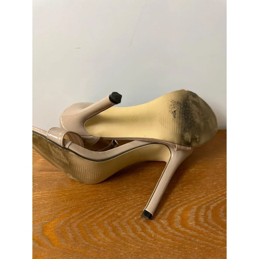 Unbranded Women’s Stiletto High Heels Shoes Patent Nude Size 38 SKU 2831